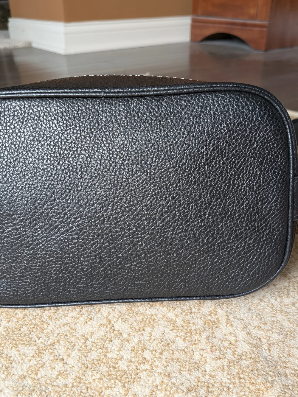 Coach Jude Duffel Bag in Black Pebbled Leather with Gold Hardware
